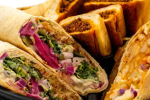 A close up of sandwiches on a plate